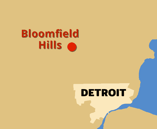 Map showing Bloomfield Hills