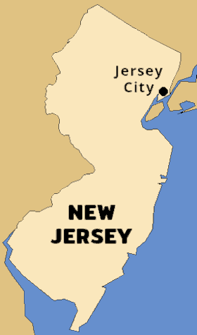Map showing Jersey City