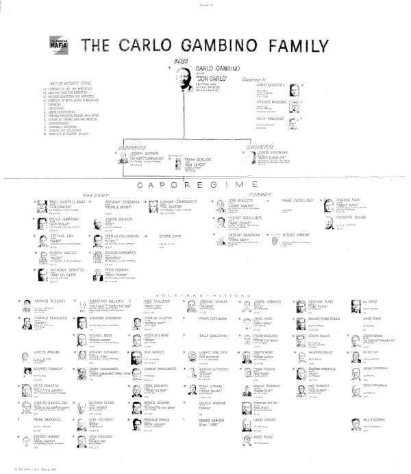 Gambino crime family hierarchy in early 1960s