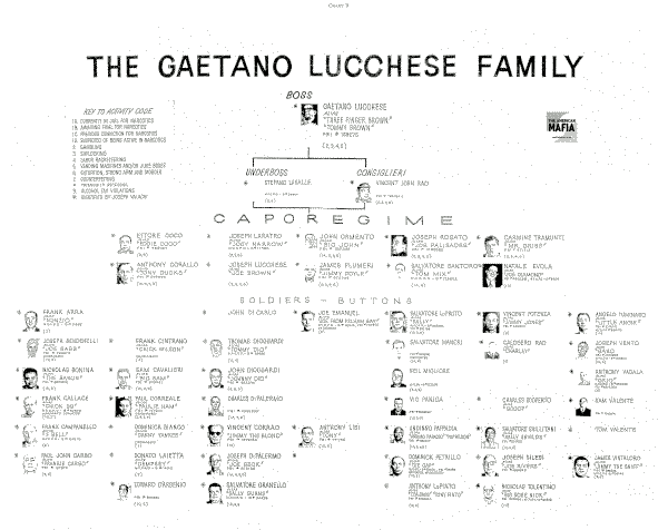 Lucchese crime family hierarchy in early 1960s