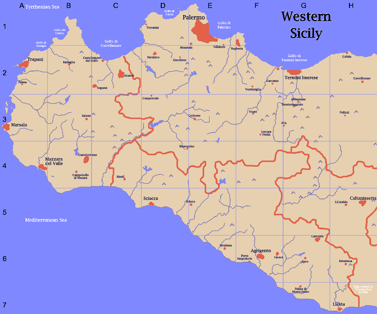 Map of western Sicily