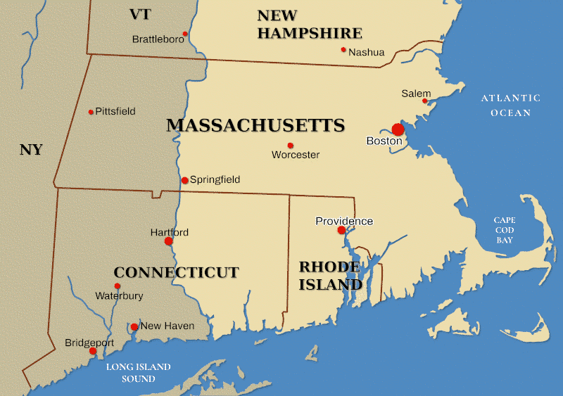 Map of New England crime family territory