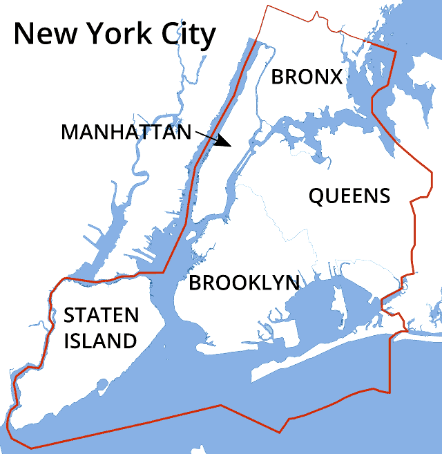 Map of New York City boroughs