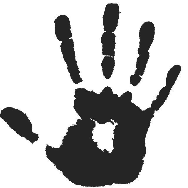 A black handprint