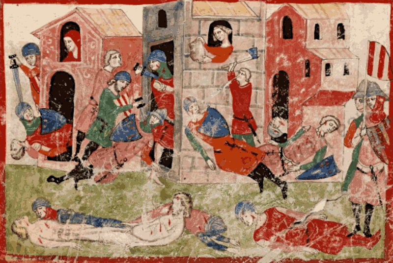 14th century illustration of the Sicilian Vespers uprising